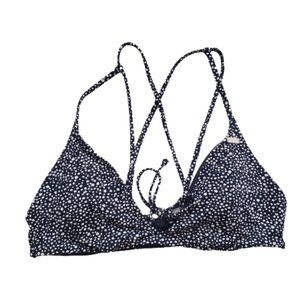 Roxy Navy Blue and White Polka Dot Bikini Top